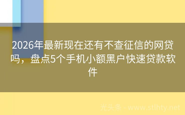 2026年最新现在还有不查征信的网贷吗，盘点5个手机小额黑户快速贷款软件