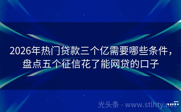 2026年热门贷款三个亿需要哪些条件，盘点五个征信花了能网贷的口子