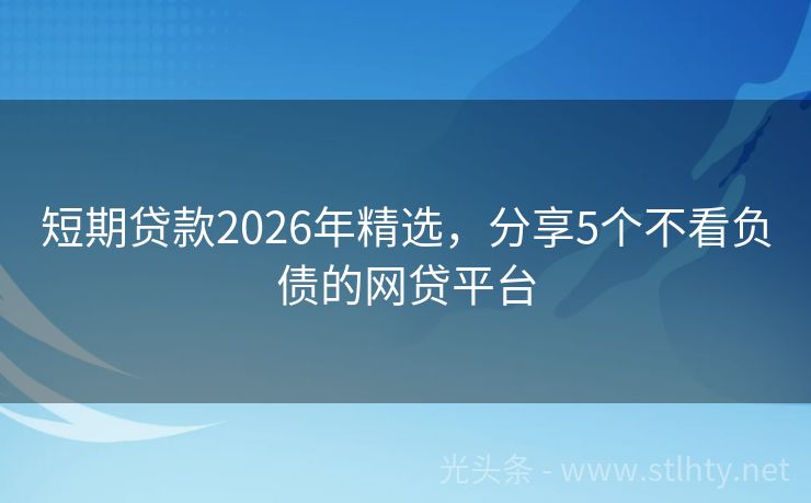 短期贷款2026年精选，分享5个不看负债的网贷平台