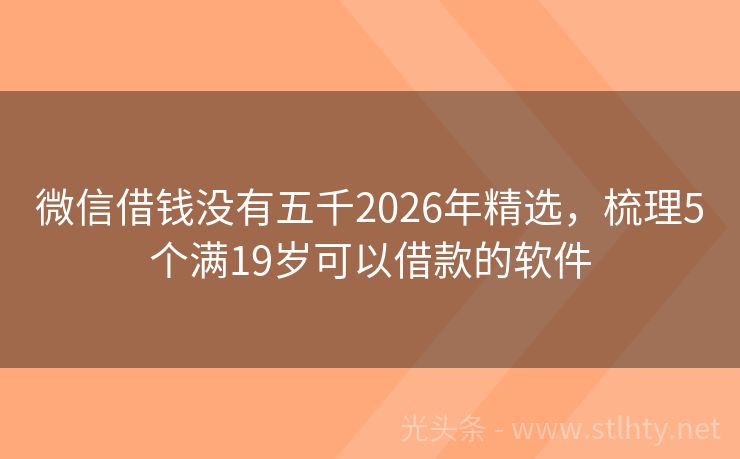 微信借钱没有五千2026年精选，梳理5个满19岁可以借款的软件