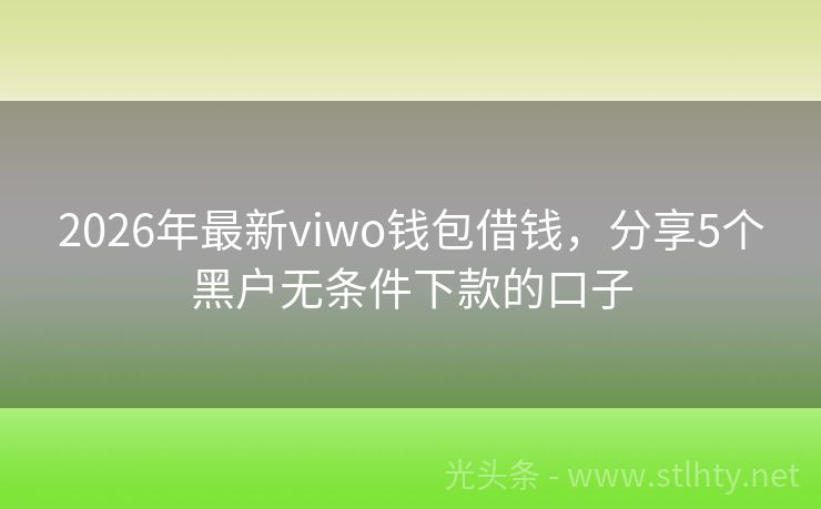 2026年最新viwo钱包借钱，分享5个黑户无条件下款的口子