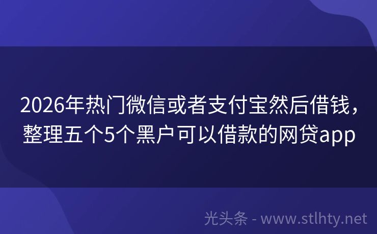 2026年热门微信或者支付宝然后借钱，整理五个5个黑户可以借款的网贷app