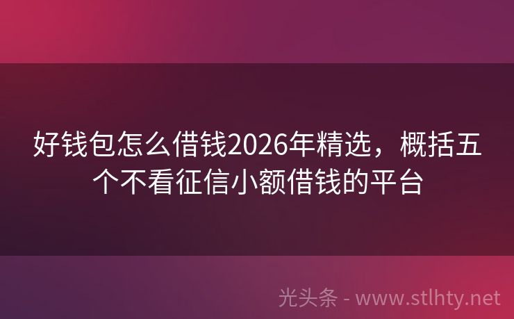 好钱包怎么借钱2026年精选，概括五个不看征信小额借钱的平台