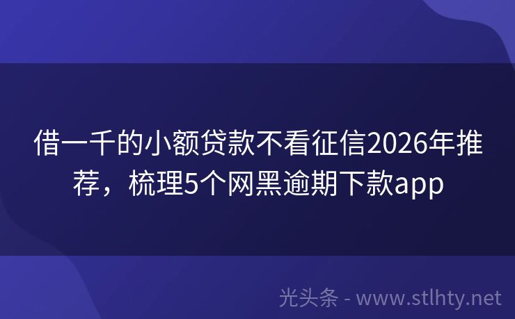 借一千的小额贷款不看征信2026年推荐，梳理5个网黑逾期下款app