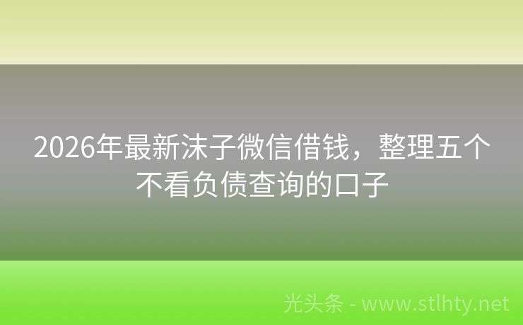 2026年最新沫子微信借钱，整理五个不看负债查询的口子