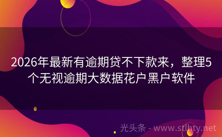 2026年最新有逾期贷不下款来，整理5个无视逾期大数据花户黑户软件
