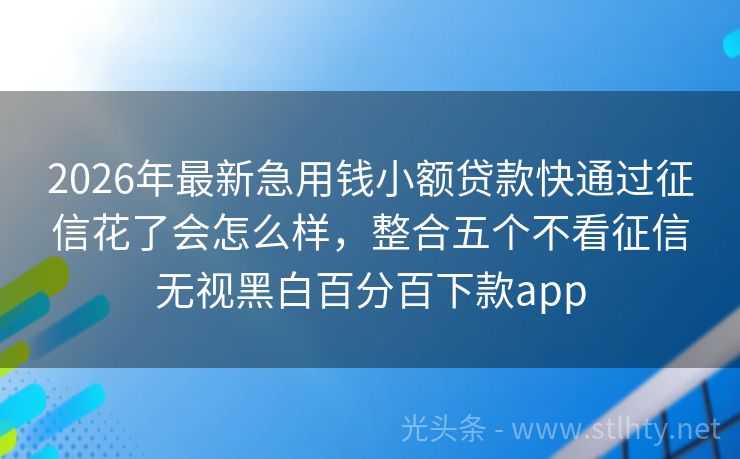 2026年最新急用钱小额贷款快通过征信花了会怎么样，整合五个不看征信无视黑白百分百下款app