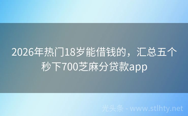2026年热门18岁能借钱的，汇总五个秒下700芝麻分贷款app