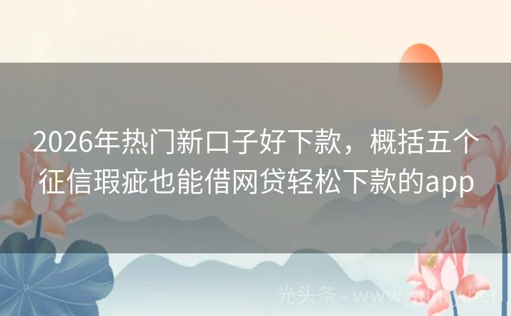 2026年热门新口子好下款，概括五个征信瑕疵也能借网贷轻松下款的app