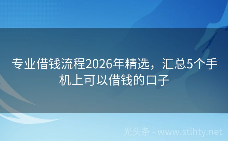 专业借钱流程2026年精选，汇总5个手机上可以借钱的口子