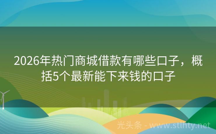 2026年热门商城借款有哪些口子，概括5个最新能下来钱的口子
