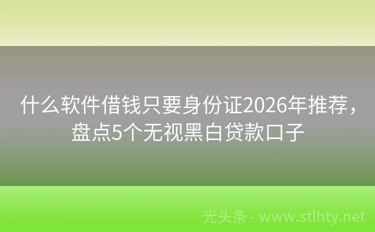 什么软件借钱只要身份证2026年推荐，盘点5个无视黑白贷款口子