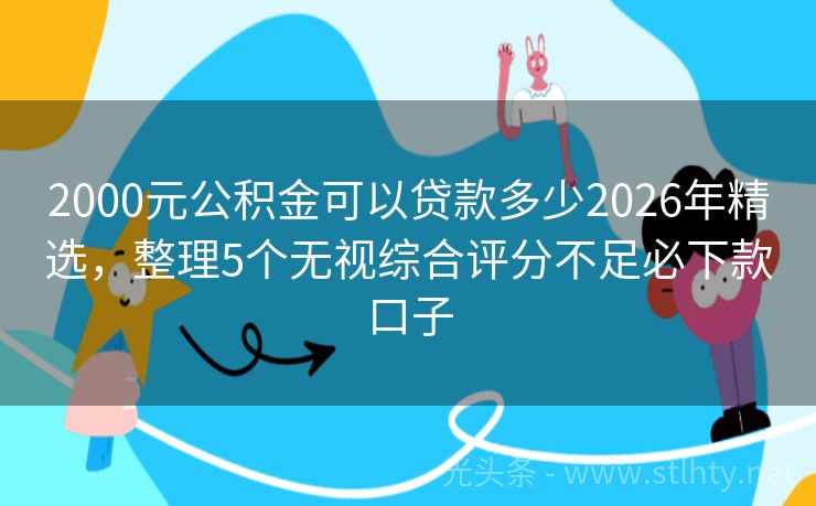 2000元公积金可以贷款多少2026年精选，整理5个无视综合评分不足必下款口子