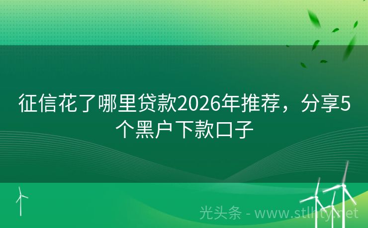 征信花了哪里贷款2026年推荐，分享5个黑户下款口子