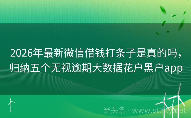 2026年最新微信借钱打条子是真的吗，归纳五个无视逾期大数据花户黑户app