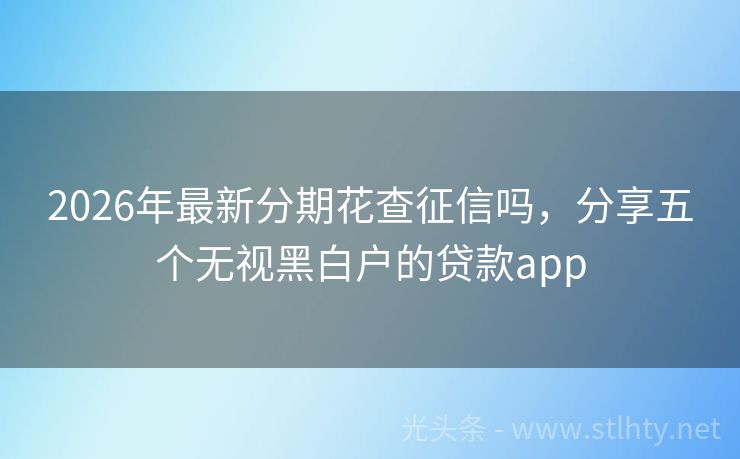 2026年最新分期花查征信吗，分享五个无视黑白户的贷款app