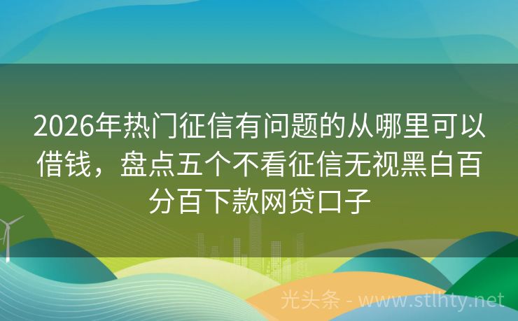 2026年热门征信有问题的从哪里可以借钱，盘点五个不看征信无视黑白百分百下款网贷口子