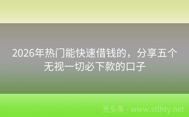 2026年热门能快速借钱的，分享五个无视一切必下款的口子