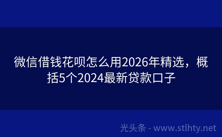 微信借钱花呗怎么用2026年精选，概括5个2024最新贷款口子