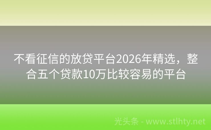 不看征信的放贷平台2026年精选，整合五个贷款10万比较容易的平台