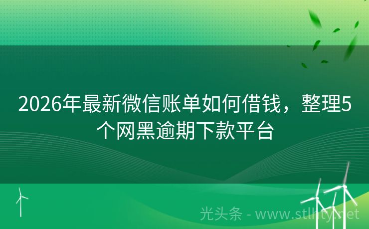 2026年最新微信账单如何借钱，整理5个网黑逾期下款平台