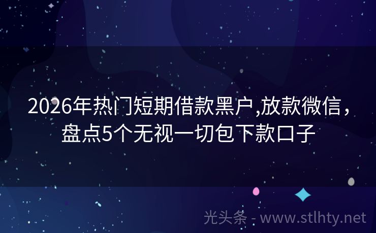 2026年热门短期借款黑户,放款微信，盘点5个无视一切包下款口子