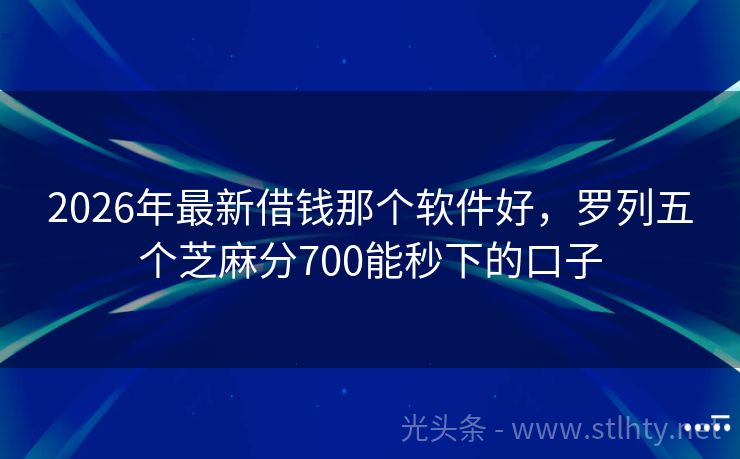 2026年最新借钱那个软件好，罗列五个芝麻分700能秒下的口子