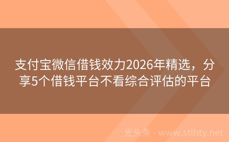 支付宝微信借钱效力2026年精选，分享5个借钱平台不看综合评估的平台