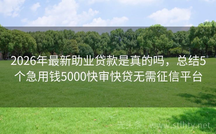 2026年最新助业贷款是真的吗，总结5个急用钱5000快审快贷无需征信平台