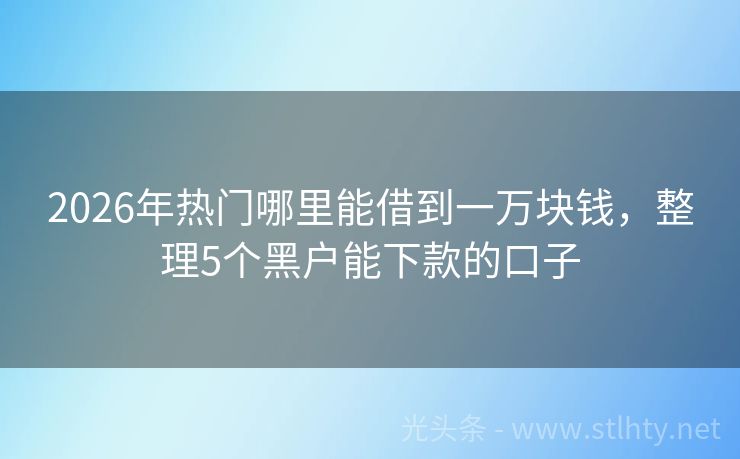 2026年热门哪里能借到一万块钱，整理5个黑户能下款的口子