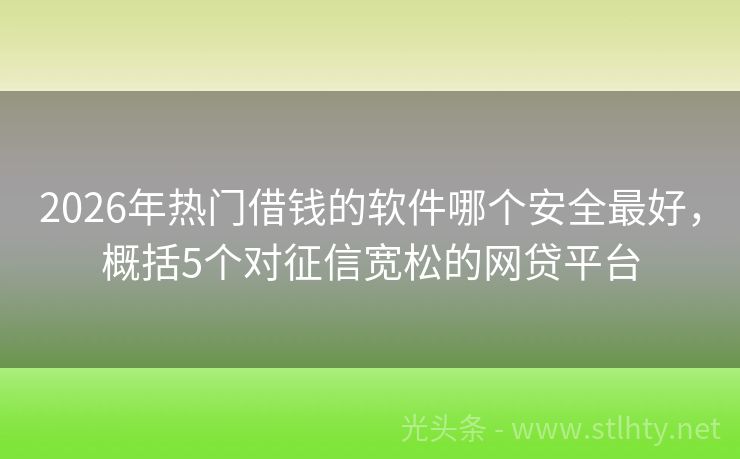 2026年热门借钱的软件哪个安全最好，概括5个对征信宽松的网贷平台