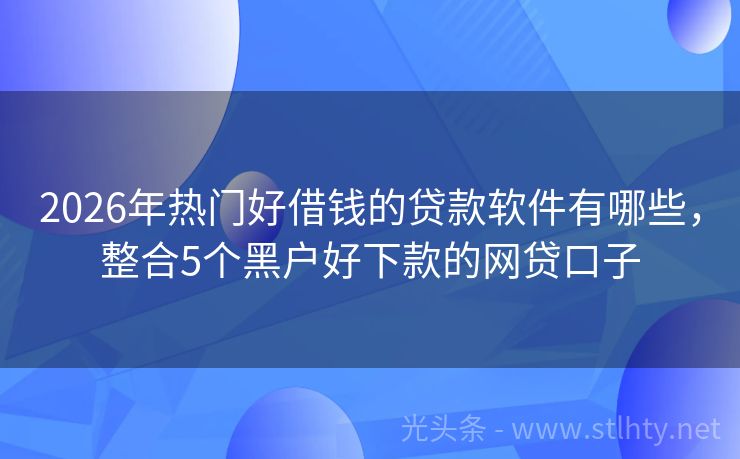2026年热门好借钱的贷款软件有哪些，整合5个黑户好下款的网贷口子