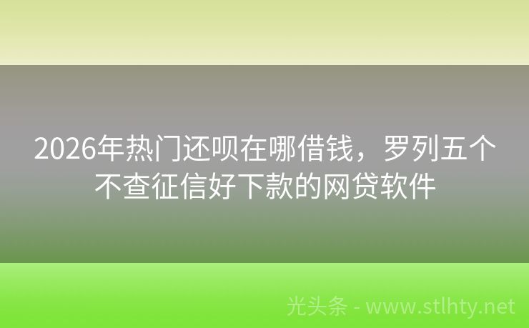 2026年热门还呗在哪借钱，罗列五个不查征信好下款的网贷软件