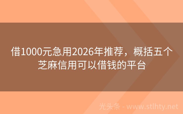 借1000元急用2026年推荐，概括五个芝麻信用可以借钱的平台