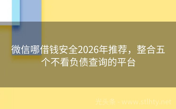 微信哪借钱安全2026年推荐，整合五个不看负债查询的平台