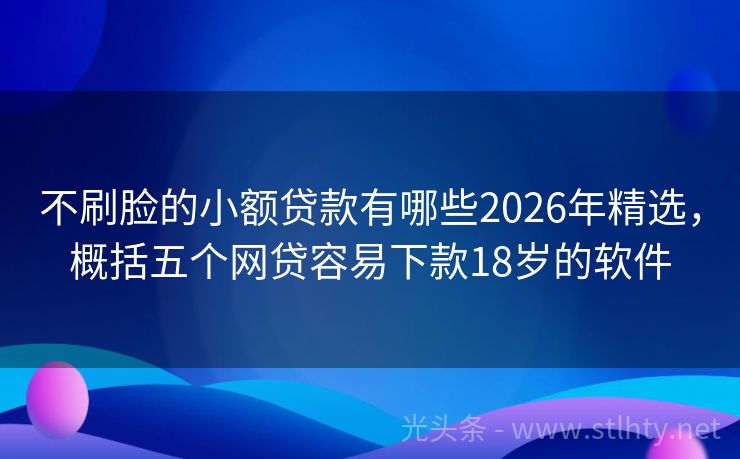 不刷脸的小额贷款有哪些2026年精选，概括五个网贷容易下款18岁的软件