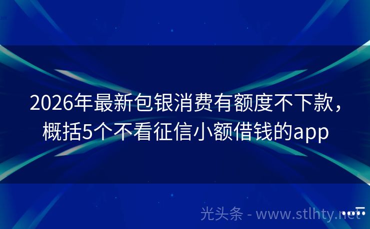 2026年最新包银消费有额度不下款，概括5个不看征信小额借钱的app