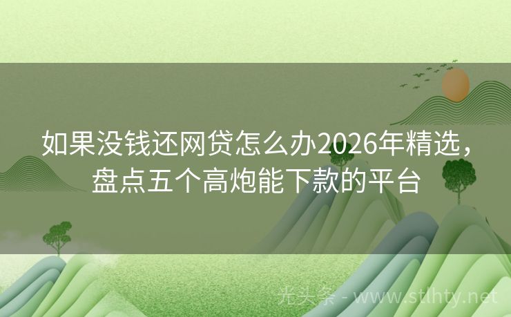 如果没钱还网贷怎么办2026年精选，盘点五个高炮能下款的平台