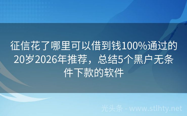征信花了哪里可以借到钱100%通过的20岁2026年推荐，总结5个黑户无条件下款的软件