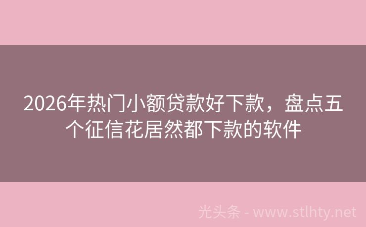2026年热门小额贷款好下款，盘点五个征信花居然都下款的软件