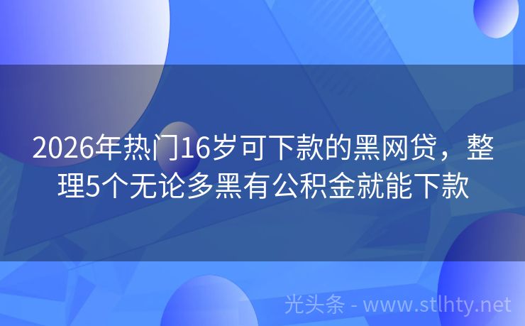 2026年热门16岁可下款的黑网贷，整理5个无论多黑有公积金就能下款