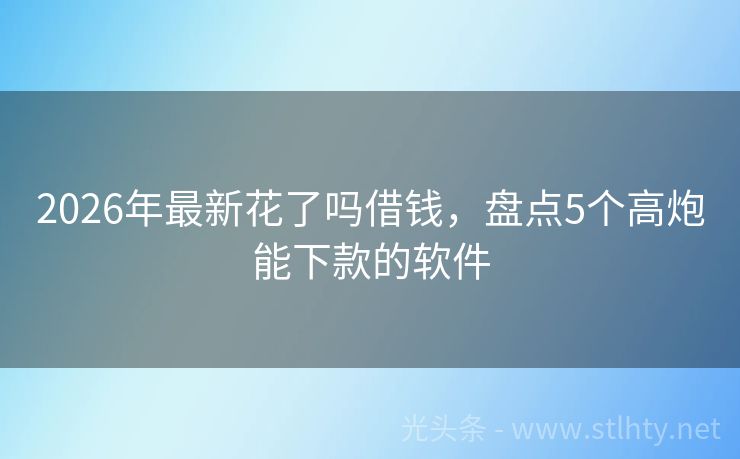 2026年最新花了吗借钱，盘点5个高炮能下款的软件