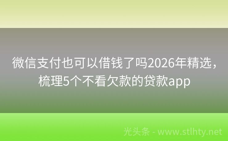 微信支付也可以借钱了吗2026年精选，梳理5个不看欠款的贷款app