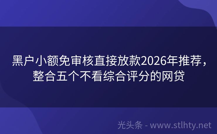黑户小额免审核直接放款2026年推荐，整合五个不看综合评分的网贷