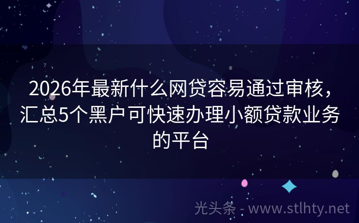 2026年最新什么网贷容易通过审核，汇总5个黑户可快速办理小额贷款业务的平台