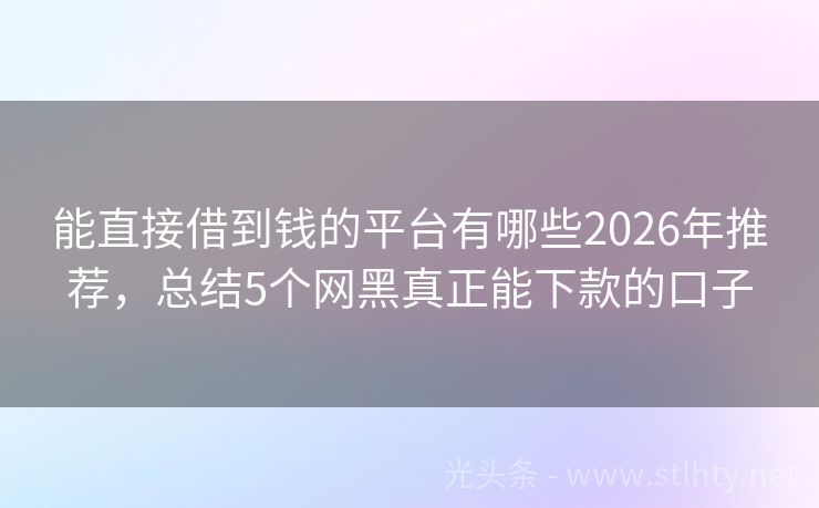 能直接借到钱的平台有哪些2026年推荐，总结5个网黑真正能下款的口子