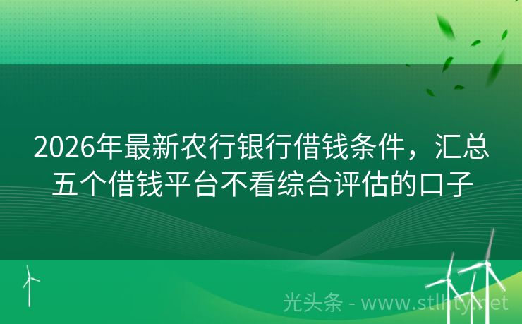 2026年最新农行银行借钱条件，汇总五个借钱平台不看综合评估的口子