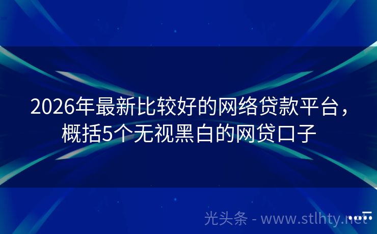 2026年最新比较好的网络贷款平台，概括5个无视黑白的网贷口子