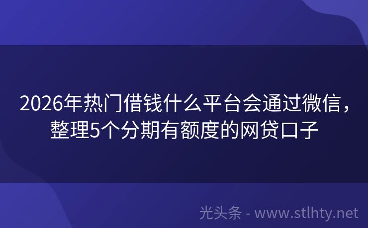 2026年热门借钱什么平台会通过微信，整理5个分期有额度的网贷口子