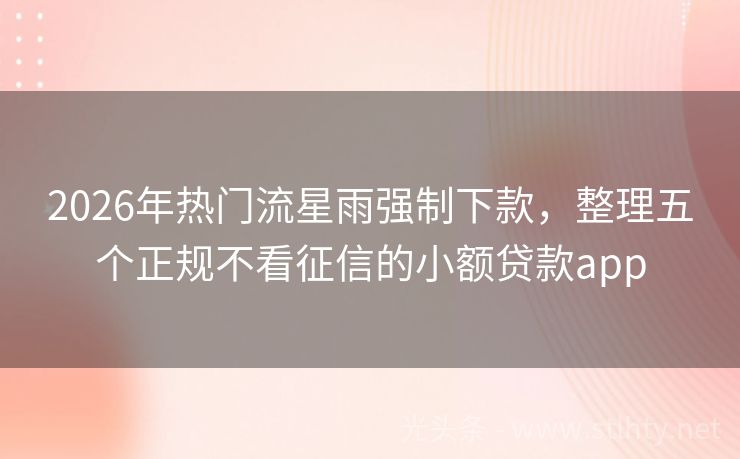 2026年热门流星雨强制下款，整理五个正规不看征信的小额贷款app